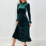 Elegant Velvet A Line Long Dress Waist Defining Slimming Comfortable Perfect for Parties and Gat