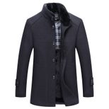 Mens Casual Overcoat Solid Color Thickened Slim Fit Stand Collar Large Fur Collar Business Attir