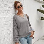 V Neck Knitted Sweater for Women Casual Fit Long Sleeve Lightweight Fabric Perfect for Spring and Fall
