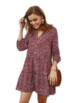 Floral Print Short Dress Womens Casual Style Three Quarter Sleeves Spring Summer Collection Whol