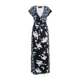 High Waist Floral Maxi Dress for Women Short Sleeve Round Neck Summer Casual Wear