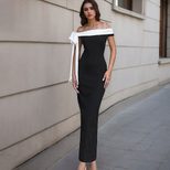 Off Shoulder Dress Fashionable Slim Fit Solid Color Summer Style Perfect for Parties and Events