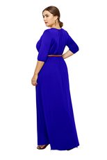 Plus Size Womens Casual Dress with Belt Round Neck Short Sleeve Comfortable Fabric Evening Wear