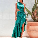 Sleeveless Asymmetrical Cutout Dress for Women Lightweight Fabric Summer Casual Wear