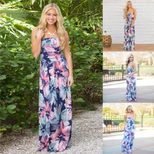 Bohemian Floral Maxi Dress Womens Spring Summer Collection Beachwear Lightweight Fabric Wholesal