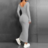 Womens Bodycon Dress Solid Color Long Length Sexy Style Autumn Winter Collection Wholesale Avail