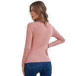 Womens Long Sleeve T Shirt V Neck Lace Panel Slim Fit Autumn Casual Wear factory direct