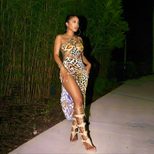 Fashionable Tiger Print Bodycon Dress Lace Up Open Back Split Hem Perfect for Autumn and Winter