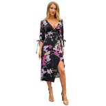 Floral Print V Neck Midi Dress Short Sleeve Spring Summer Style Perfect for Casual Outings Whole