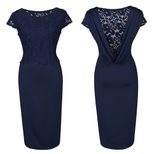 Pencil Dress for Women Round Neck Short Sleeve Basic Style Summer Office Wear