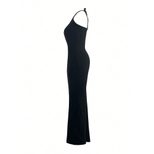 Summer Backless Bodycon Dress Solid Color Halter Neck Sexy Fit Perfect for Parties and Night Out