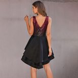 Sequin Dress for Women V Neck Sleeveless Ruffle Hem Evening Party or Cocktail Wear Wholesale Ava