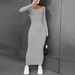Womens Bodycon Dress Solid Color Long Length Sexy Style Autumn Winter Collection Wholesale Avail