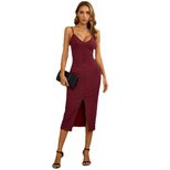 Slim Fit V Neck Split Maxi Dress Sexy Sleeveless Holiday Party Style Available for Wholesale