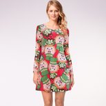 Long Sleeve Printed Dress Casual Style Autumn Winter Christmas Occasion Wholesale Available read
