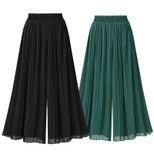 Wide Leg Chiffon Pants Loose Fit Comfortable Elastic Waist Summer Casual Wear for Women Wholesal