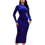 Elegant Blue Midi Dress Sophisticated Design Autumn Winter Collection Perfect for Formal Occasio