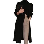 High Neck Long Sweater Dress High Waist Split Design Fashionable Style Autumn Wear for Women Who