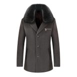 Woolen Overcoat for Middle Aged Fleece Lined Fur Collar Business Casual Winter Wear Wholesale Av