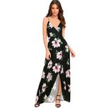 Womens Floral Print Maxi Dress V Neck Sleeveless Beachwear Summer Casual Style
