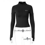 Slim Fit Half Turtleneck Long Sleeve Top Zipper Closure Lightweight Fabric Trendy Style Perfect