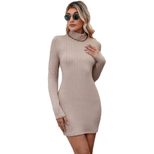Knit Half High Neck Dress Elegant Backless Design Comfortable Fit Suitable for Office and Casual