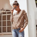 V Neck Long Sleeve Sweater Stylish Versatile Comfortable Autumn and Winter Wear Wholesale Availa