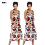 Summer Womens Dress Slim Fit Backless Waist Cinching Fresh Floral Print Chiffon Fabric Perfect f