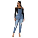 Fashionable Womens Denim Overalls Slim Fit Distressed Design Versatile Style Casual Wear Ready t