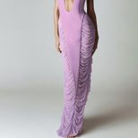 Summer Womens Dress Sexy Halter V Neck Mesh Panel High Waist Long Skirt Perfect for Parties and