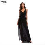 Chiffon Maxi Dress V Neck Side Slit Sleeveless Elegant Evening Wear Wholesale Available OEM ODM