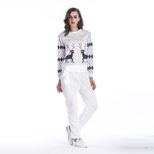Womens Casual Sports Set Deer Print Pullover Sweatshirt and Fleece Lined Pants Fall Winter Collection