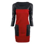 PU Leather Panel Bodycon Dress Slim Fit Professional Style Elegant Design Perfect for Office Wea