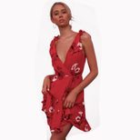 V Neck Sexy Tie Back A Line Mini Dress Womens Fashion Comfortable Fabric Elegant Design Perfect