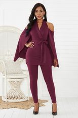 V Neck Off Shoulder Jumpsuit for Women Slim Fit Elegant Design Casual Party Wear