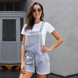 Womens High Waisted Denim Overalls Adjustable Straps Casual Style European Design Perfect for Su