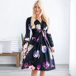Fashionable Long Sleeve Printed Midi Dress Spring Summer Collection Elegant Style for Casual Occ
