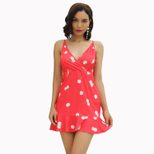 Cherry Print Spaghetti Strap Dress Sexy Casual Lightweight Fabric Perfect for Summer Outings Who