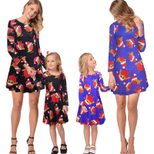 Long Sleeve Christmas Print Family Matching Dresses for Women Casual Holiday Wear Wholesale Low MOQ custom packaging