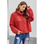 Womens Winter Thick Knit Sweater Solid Color High Neck Loose Fit Warm Wool Top Casual Wear Whole