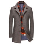 Mens Mid Length Wool Blend Overcoat Thickened Lapel Warm Fabric Stylish Design Perfect for Winte