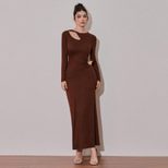 Vintage Inspired Hollow Out Long Sleeve Dress Slim Fit Elegant Design Autumn Winter Style Wholes