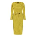 Knitted Sweater Dress for Women Solid Color Long Sleeve Tie Detail Fall Winter Casual Wear