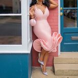 Elegant Womens Deep V Neck Bodycon Evening Dress Spaghetti Straps Mermaid Hem Party Wear Wholesa