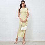 Elegant Milk Silk Dress Sexy Side Slit Design Shoulder Ribbons Perfect for Parties and Events Wh