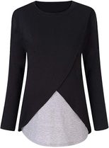 Maternity Nursing Top Casual Long Sleeve T Shirt with Side Pleats Comfortable for Breastfeeding