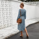 Floral Print A Line Dress for Women Elegant Design Spring Summer Fashion OEM ODM service