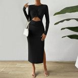 Sexy Hollow Out Split Bodycon Dress Autumn Winter Collection Perfect for Parties Wholesale Avail