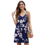 Womens Vintage Floral Print Maxi Dress V Neck Button Closure Loose Fit Summer Casual Wear Wholes