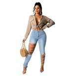 Fashionable Womens Denim Pants Creative Tie Design High Waist Casual Style Perfect for Autumn and Winter Wholesa